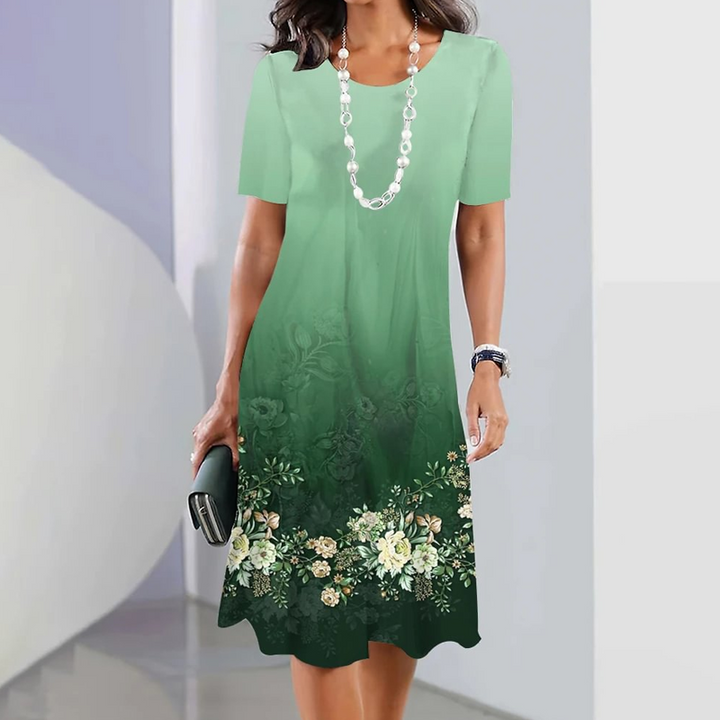 Ursulla - Elegante Abito Con Scollo Rotondo E Stampa Floreale
