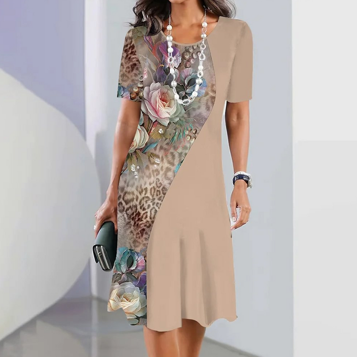 Ursulla - Elegante Abito Con Scollo Rotondo E Stampa Floreale