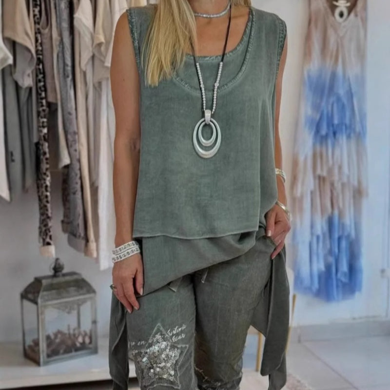 Sousana - Top Senza Maniche e Pantaloni Stampati