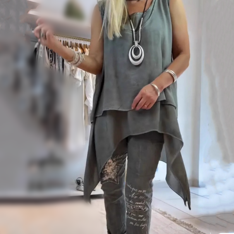 Sousana - Top Senza Maniche e Pantaloni Stampati