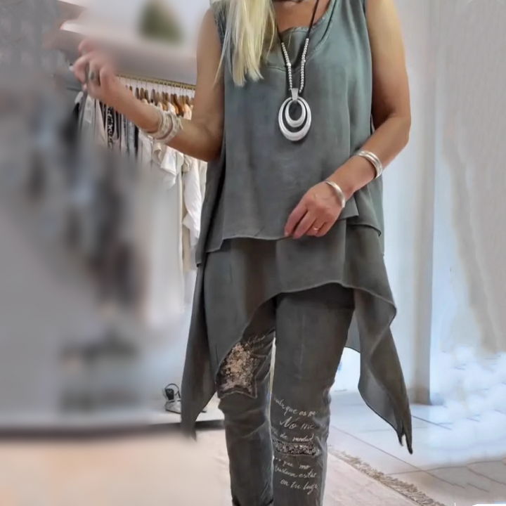 Sousana - Top Senza Maniche e Pantaloni Stampati