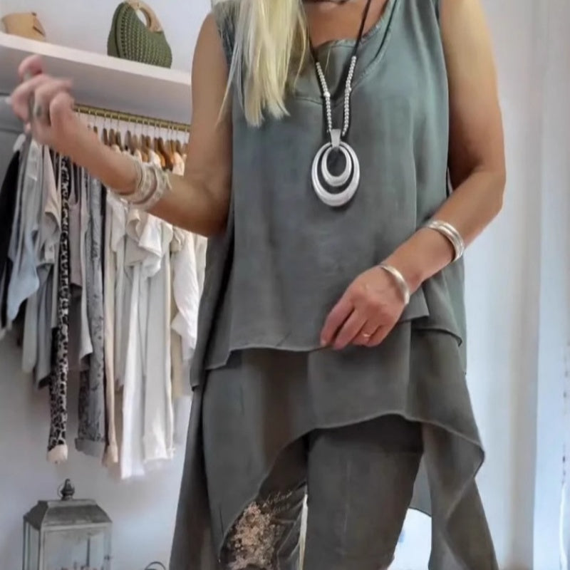 Sousana - Top Senza Maniche e Pantaloni Stampati