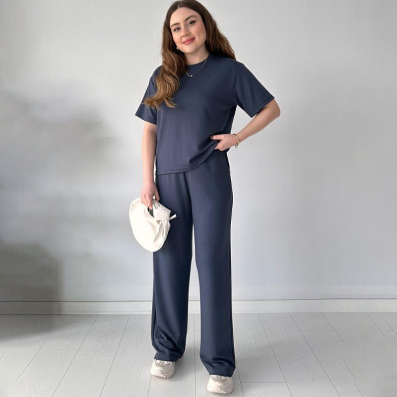 Jimena - Top Casual Con Scollo Rotondo E Pantaloni Con Coulisse