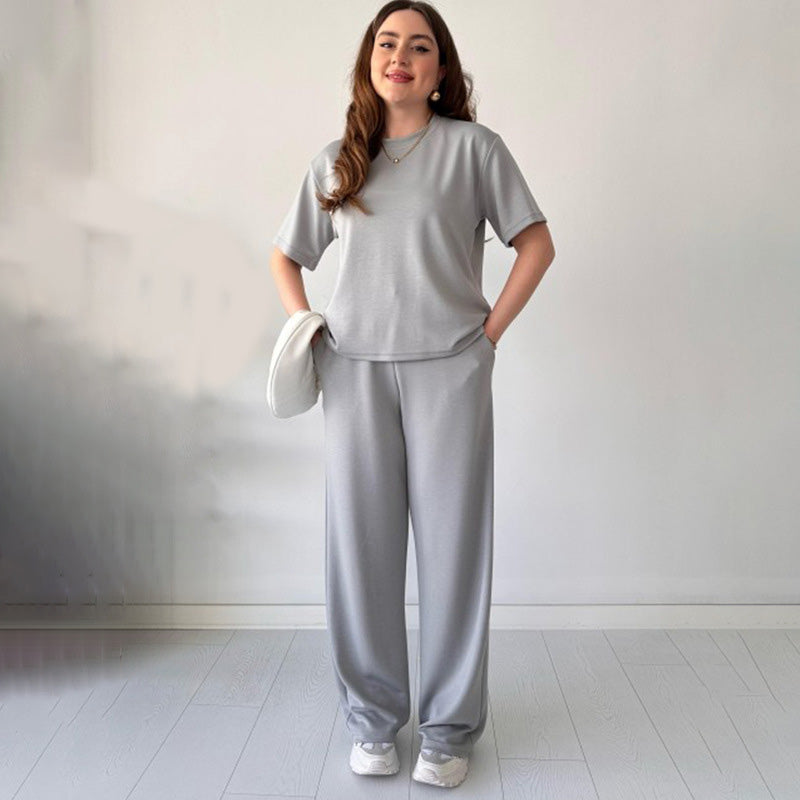 Jimena - Top Casual Con Scollo Rotondo E Pantaloni Con Coulisse