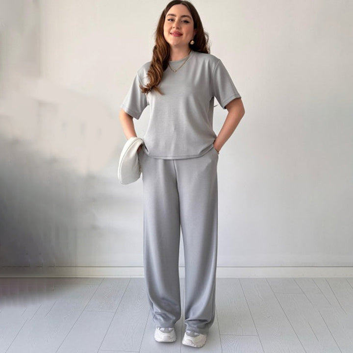 Jimena - Top Casual Con Scollo Rotondo E Pantaloni Con Coulisse