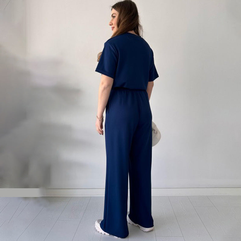 Jimena - Top Casual Con Scollo Rotondo E Pantaloni Con Coulisse