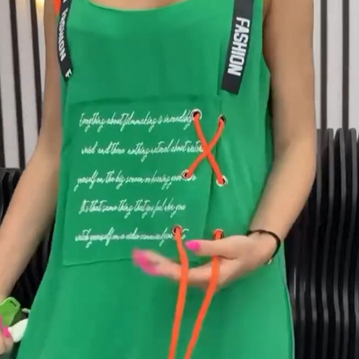 Wafia - Abito Casuale Senza Maniche Stampato