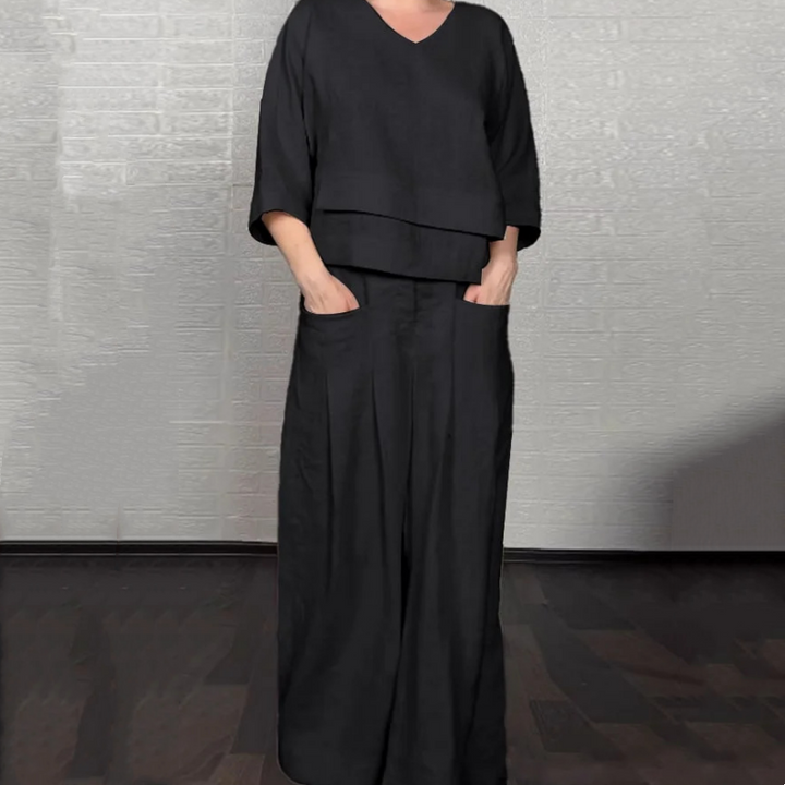 Louna - Elegante Completo Due Pezzi In Cotone e Lino
