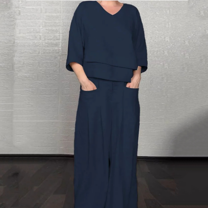 Louna - Elegante Completo Due Pezzi In Cotone e Lino