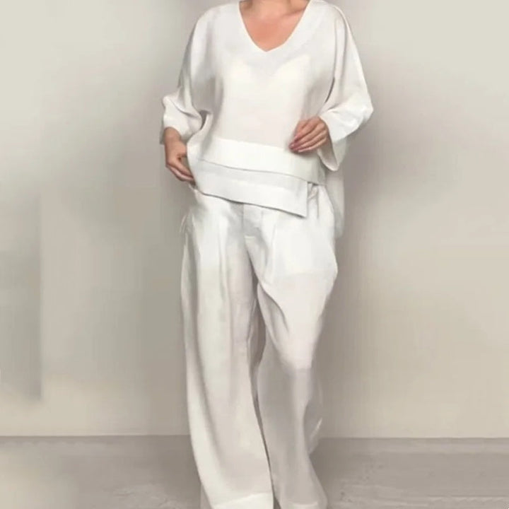 Louna - Elegante Completo Due Pezzi In Cotone e Lino