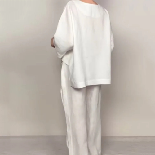 Louna - Elegante Completo Due Pezzi In Cotone e Lino