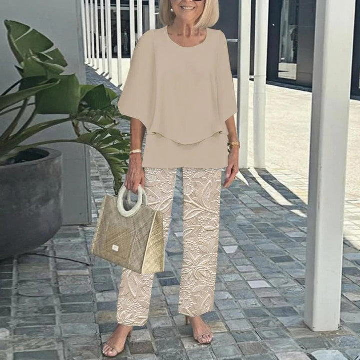 Laetitaa - Completo a Due Pezzi Casual Con Maniche a Tre Quarti E Stampa
