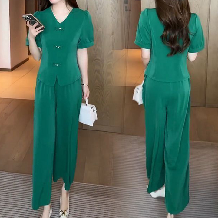 Eseniya - Elegante Settato Due Pezzi A Maniche Corte