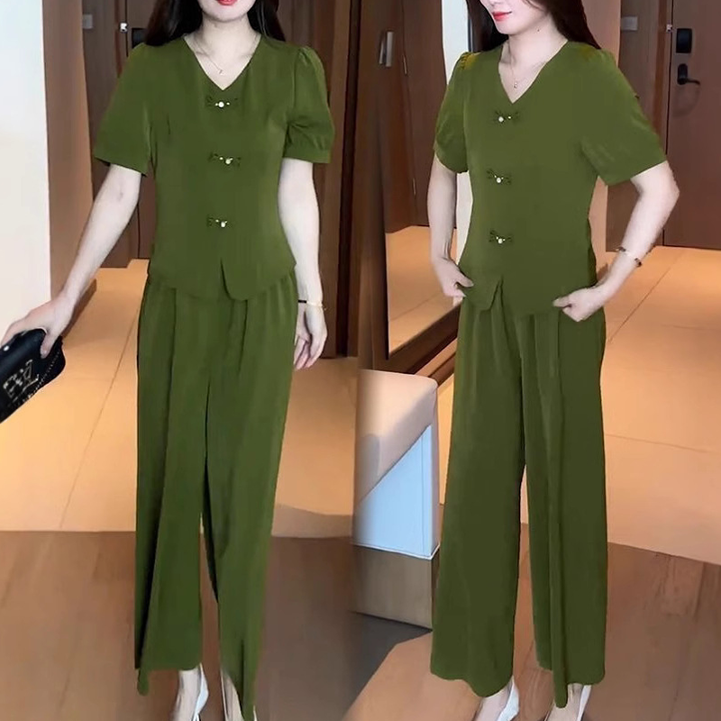 Eseniya - Elegante Settato Due Pezzi A Maniche Corte