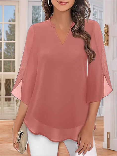 Styliani - Camicetta In Chiffon Con Scollo a V