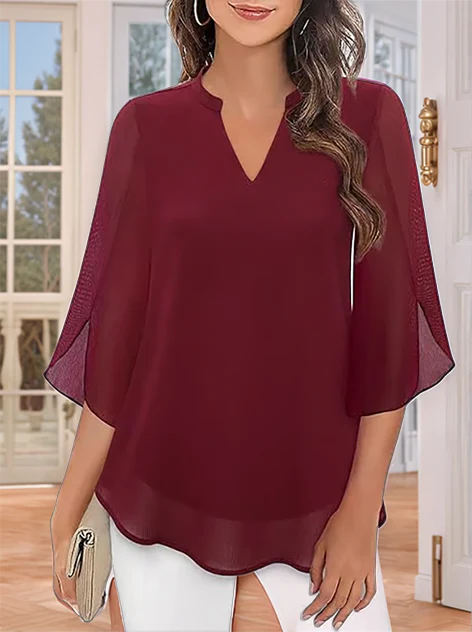 Styliani - Camicetta In Chiffon Con Scollo a V