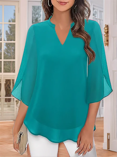 Styliani - Camicetta In Chiffon Con Scollo a V