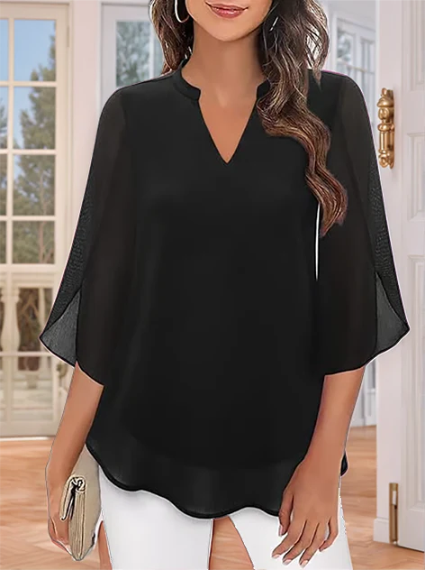 Styliani - Camicetta In Chiffon Con Scollo a V