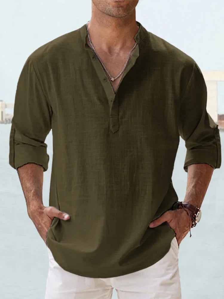 Eranga - Camicia a Maniche Lunghe in Cotone e lino