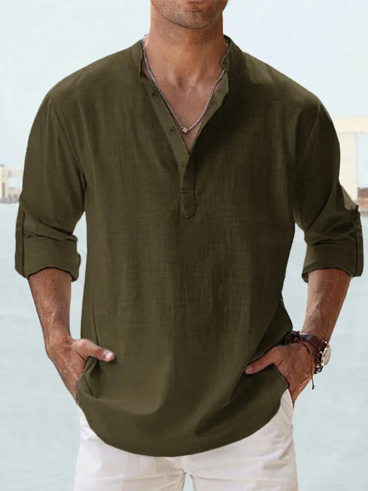 Eranga - Camicia a Maniche Lunghe in Cotone e lino