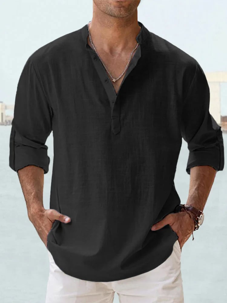 Eranga - Camicia a Maniche Lunghe in Cotone e lino