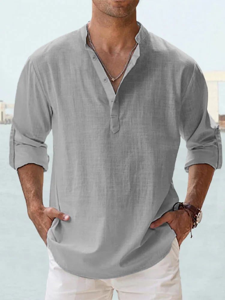 Eranga - Camicia a Maniche Lunghe in Cotone e lino