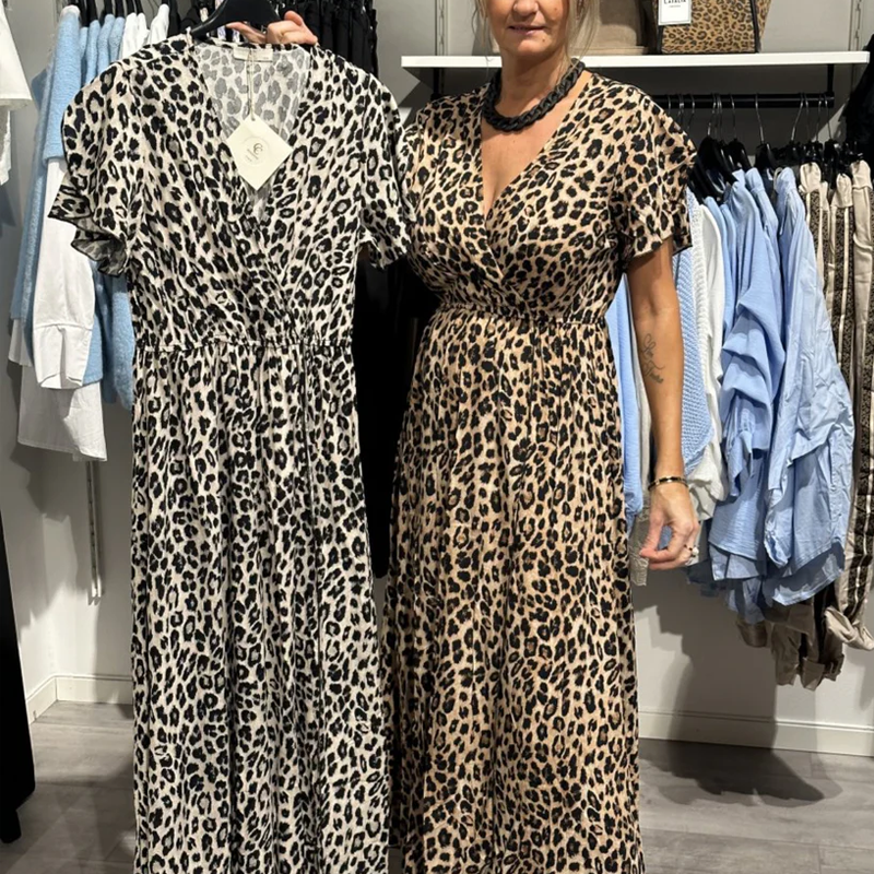 Sirina - Abito Lungo Con Stampa Leopardata