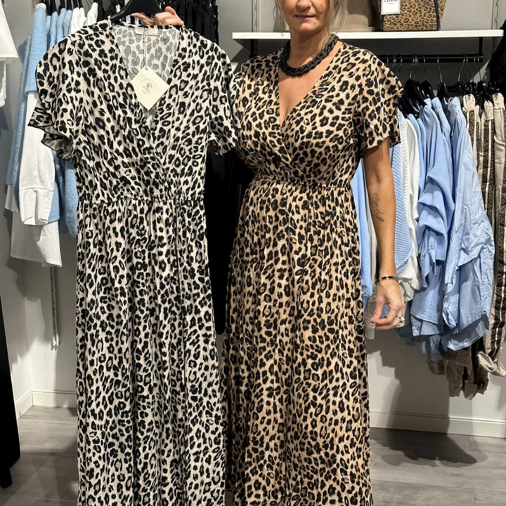 Sirina - Abito Lungo Con Stampa Leopardata