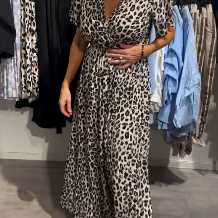 Sirina - Abito Lungo Con Stampa Leopardata