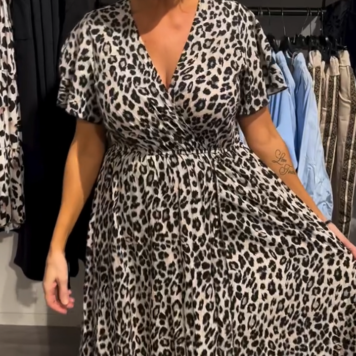 Sirina - Abito Lungo Con Stampa Leopardata