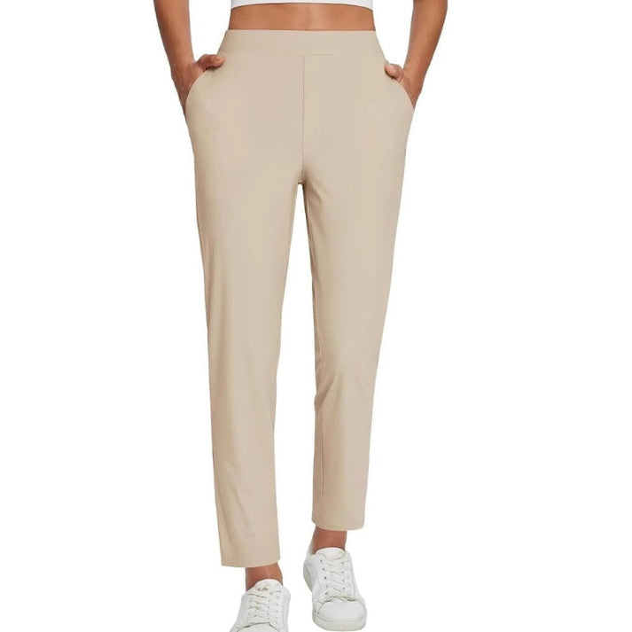 Zaryn - Pantaloni Elasticizzati a Vita Alta Con Tasca