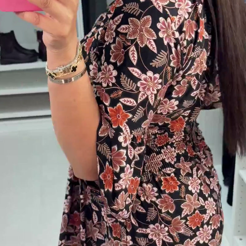 Meika - Abito Lungo con Scollo a V Stampato