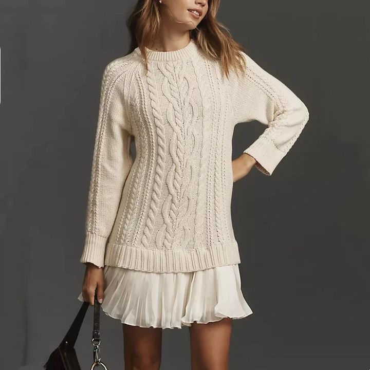 Kalena - Abito Mini Maglione Lavorato a Trecce