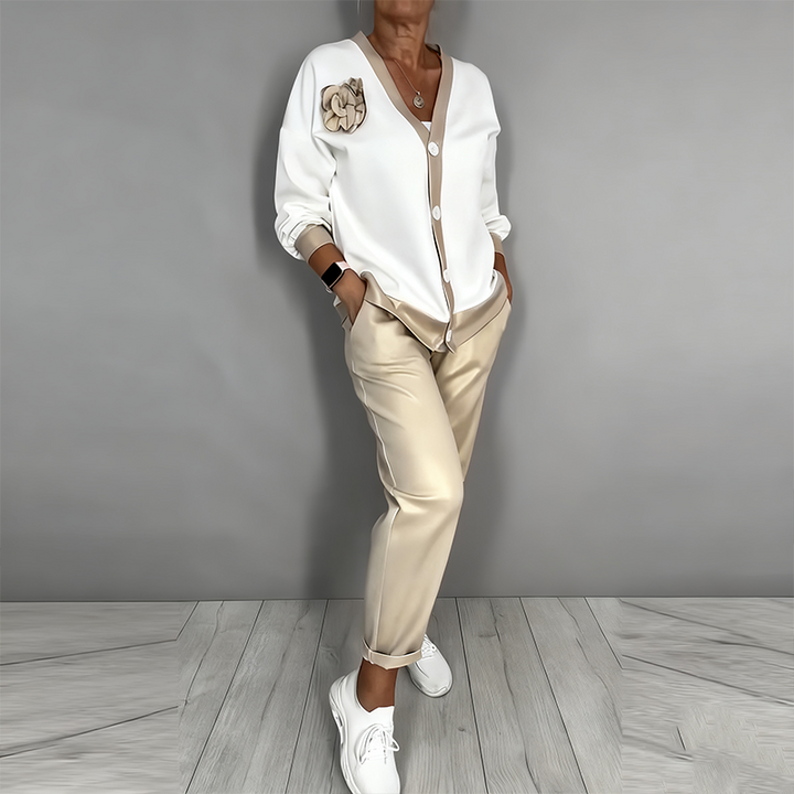 Maelynn - Elegante Completo Cardigan A Dovuto Pezzi