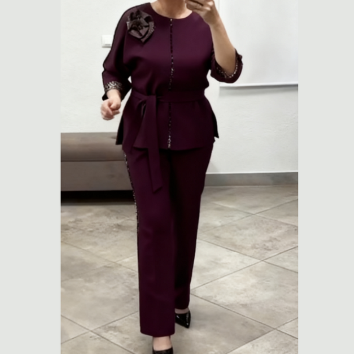 Ivanka - Elegante Completo a Due Pezzi Con Stampa Leopardata