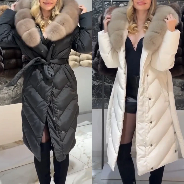 Nastasya - Cappotto Casuale In Cotone Con Collo In Pelliccia