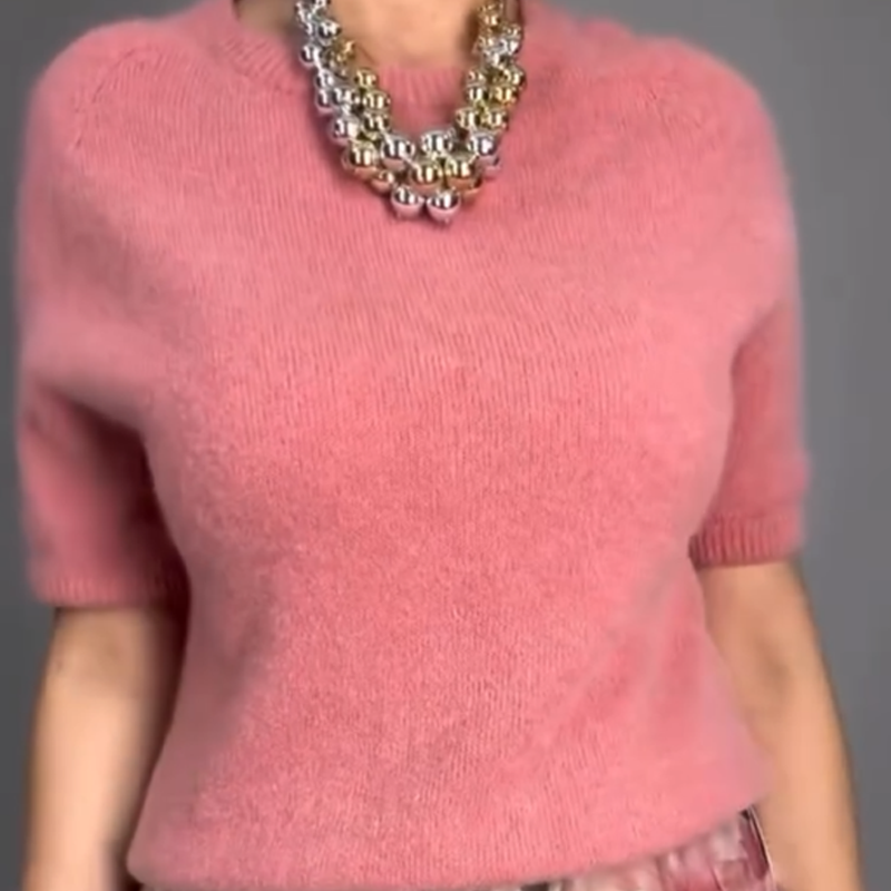 Nirosha - Elegante Top in Maglia a Motivi Floreali e Gonna Midi
