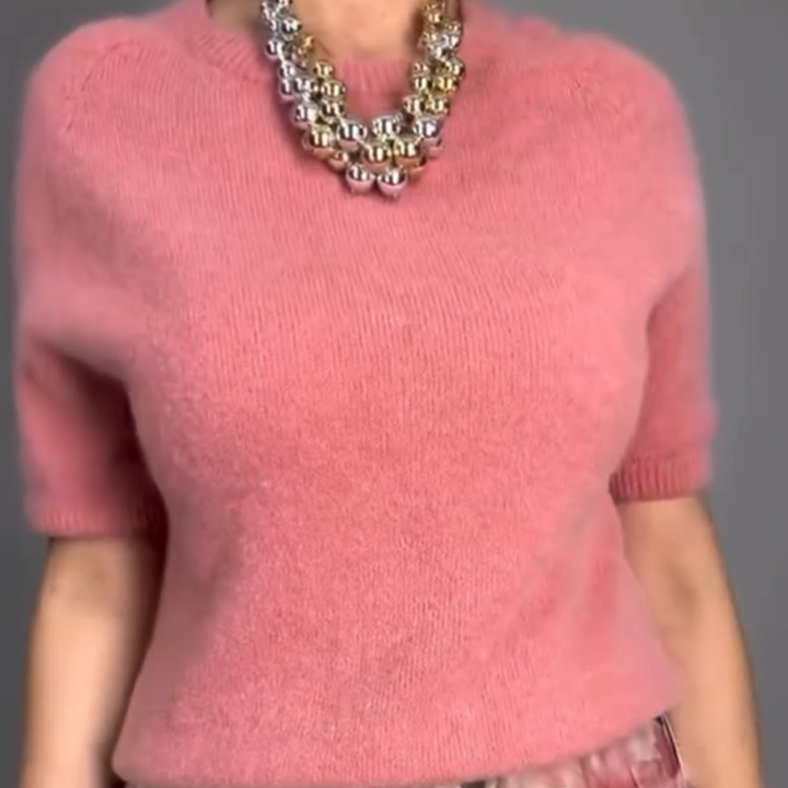 Nirosha - Elegante Top in Maglia a Motivi Floreali e Gonna Midi