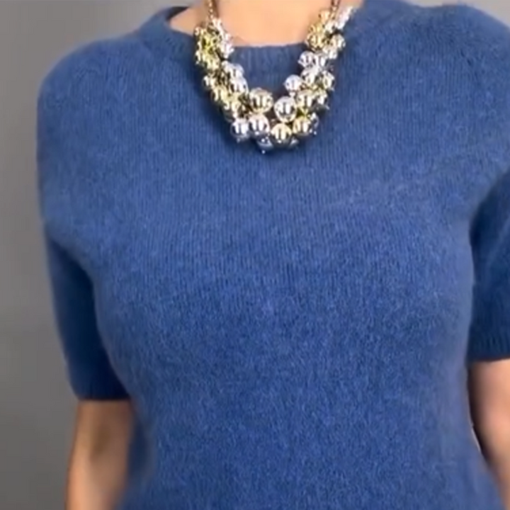 Nirosha - Elegante Top in Maglia a Motivi Floreali e Gonna Midi
