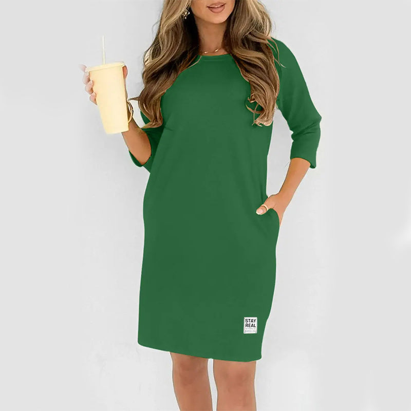 Sidsel - Elegante Abito T-Shirt Con Scollo Rotondo