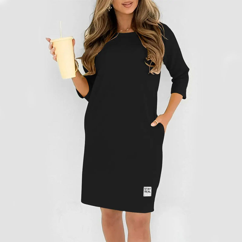 Sidsel - Elegante Abito T-Shirt Con Scollo Rotondo