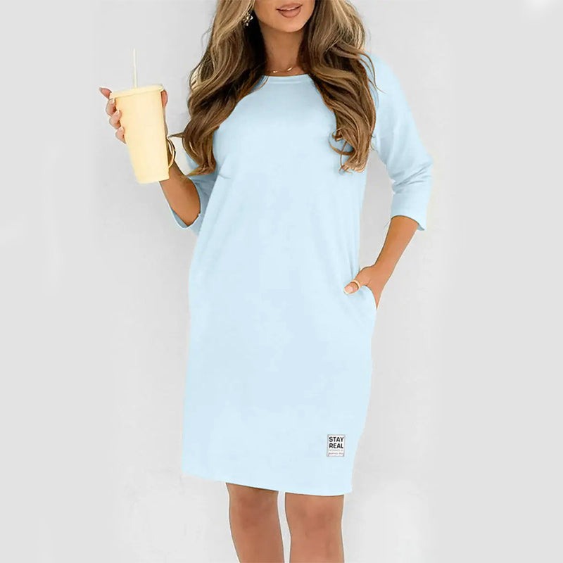 Sidsel - Elegante Abito T-Shirt Con Scollo Rotondo