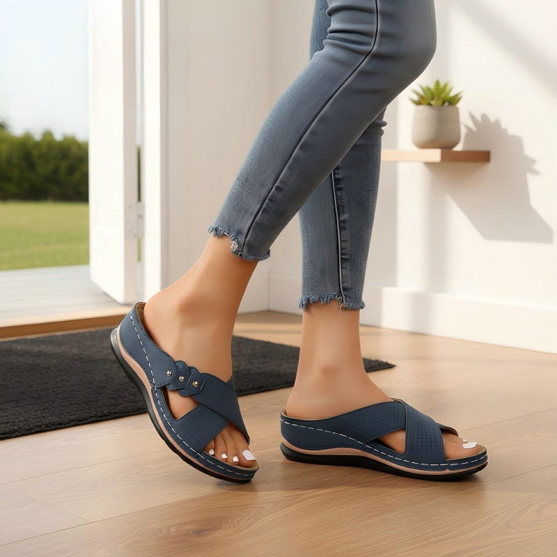 Shawen - Sandali con Zeppa e Cinturini Incrociati in Stile Casual