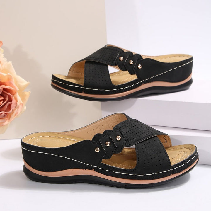 Shawen - Sandali con Zeppa e Cinturini Incrociati in Stile Casual