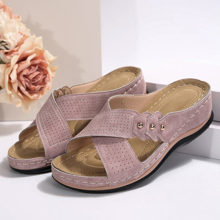 Shawen - Sandali con Zeppa e Cinturini Incrociati in Stile Casual