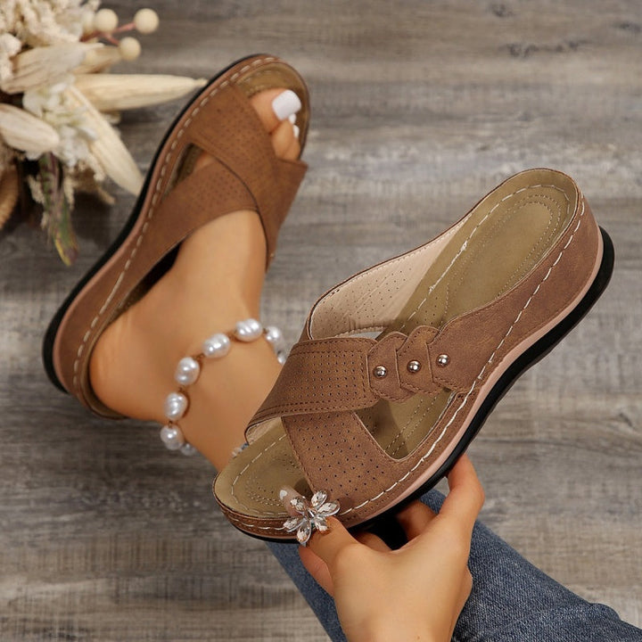 Shawen - Sandali con Zeppa e Cinturini Incrociati in Stile Casual