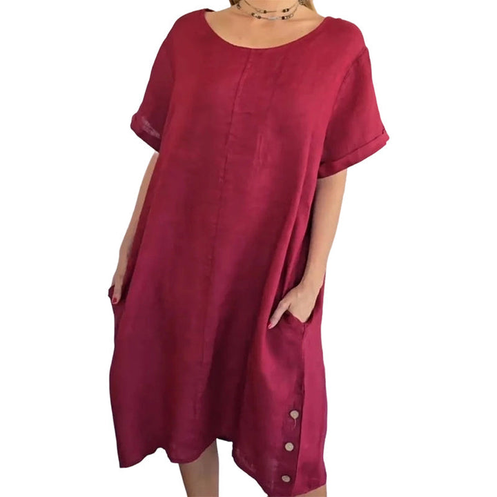 Sheela - Abito Casual In Misto Lino e Cotone Con Tasche