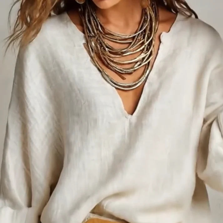 Ilaina - Set Composto Da Top Von Scollo a V e Pantaloni a Gamba Larga