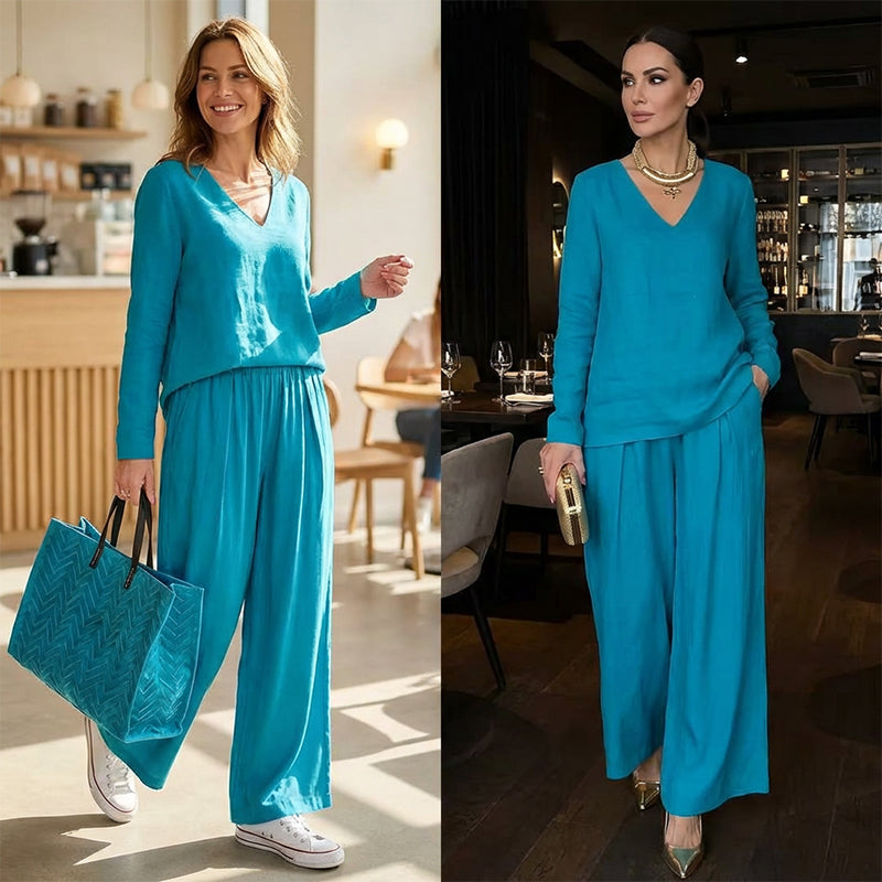 Maheen - Completo da Casa in Maglia Con Pantaloni a Zampa