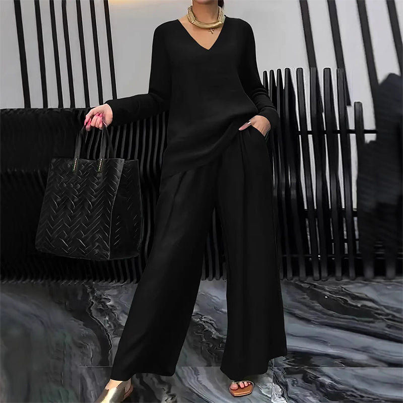 Maheen - Completo da Casa in Maglia Con Pantaloni a Zampa